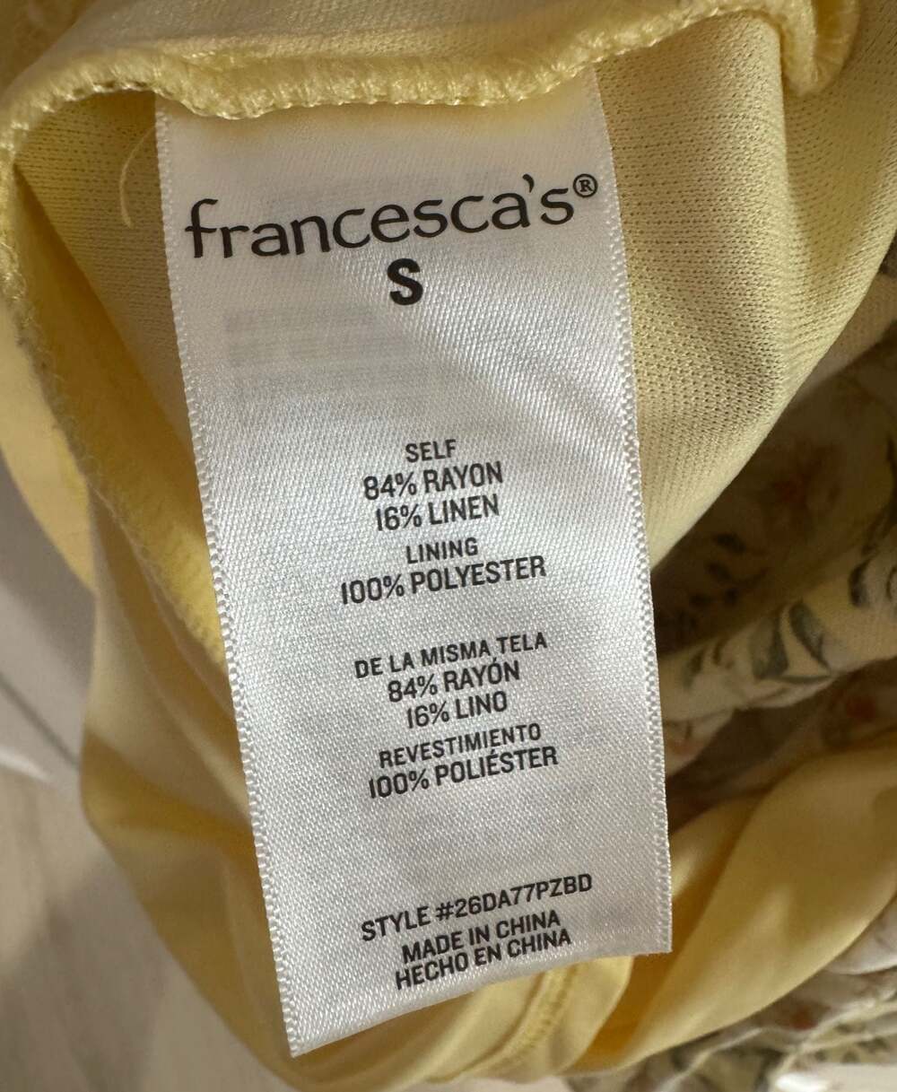 Francesca's Yellow Floral Wrap Midi Dress Size S - Picture 3 of 3